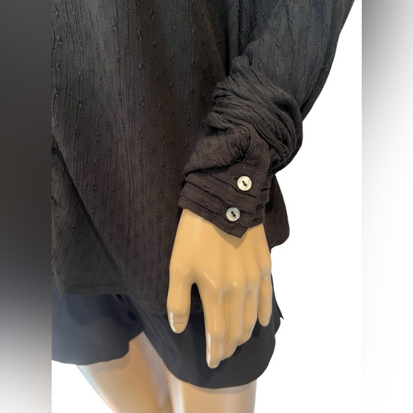 Free People Blouse Womens Canyon Rose Hi-Lo black button down embroidered Size S - Picture 5 of 11